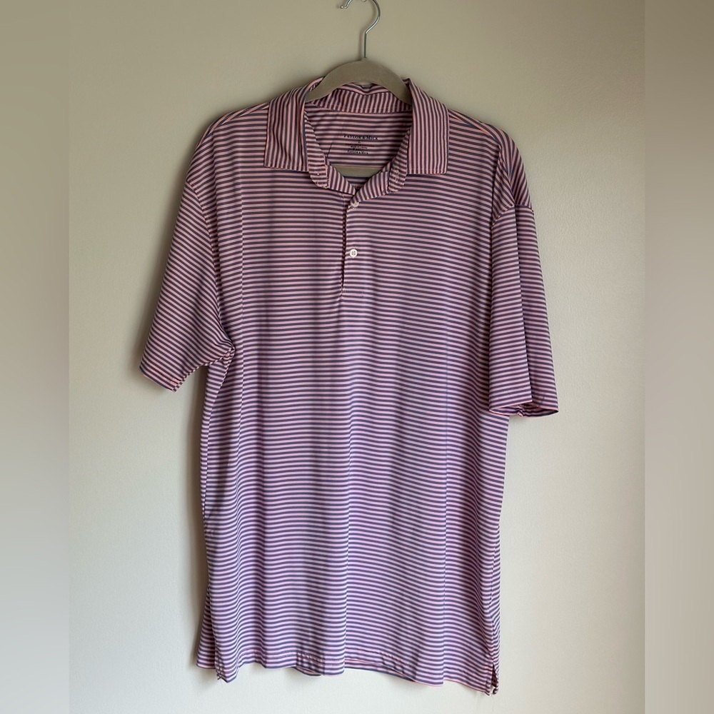 Taylor and Mick Polo Mens L Pink Blue Stripe   Performance Golf Casual Classic
